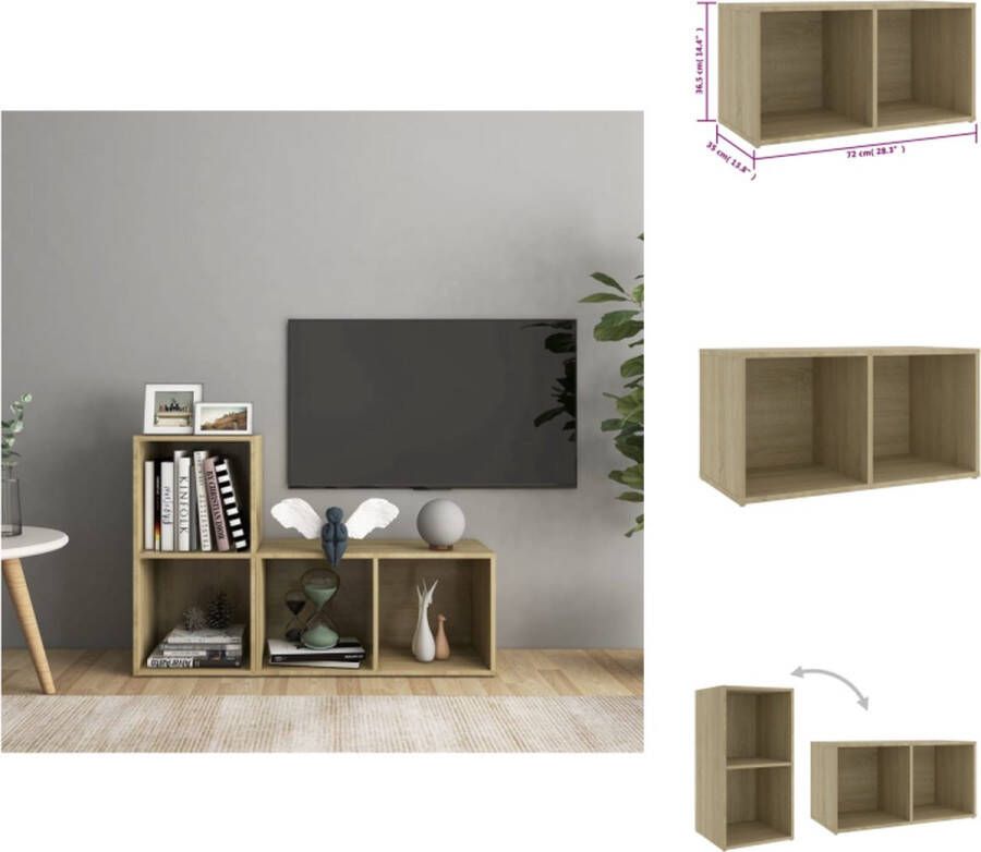 VidaXL Tv-kast Tv-kasten Tv-standaard Tv-standaarden Tv-meubelen 2 st 72x35x36 5 cm bewerkt hout sonoma eikenkleurig