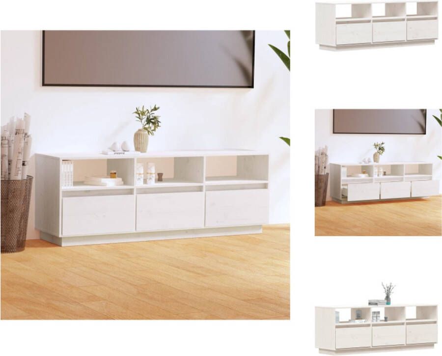 VidaXL Tv-meubel Tv-meubelen Opbergkast Televisiekast Tv-meubel 140x37x50 cm massief grenenhout wit - Foto 2