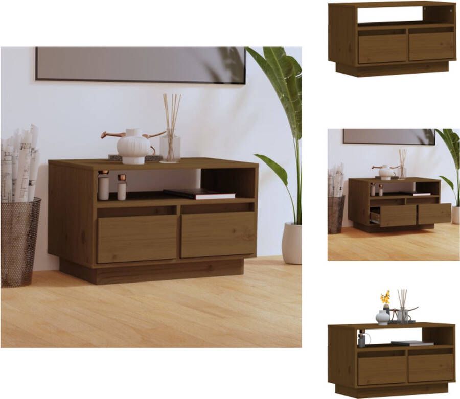 VidaXL Tv-meubel Tv-meubelen Opbergkast Televisiekast Tv-meubel 60x35x37 cm massief grenenhout honingbruin - Foto 2