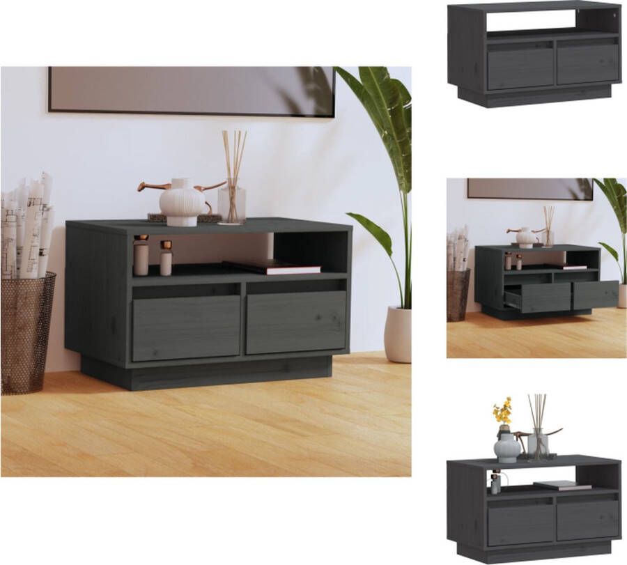 VidaXL Tv-meubel Tv-meubelen Opbergkast Televisiekast Tv-meubel 60x35x37 cm massief grenenhout grijs - Foto 2