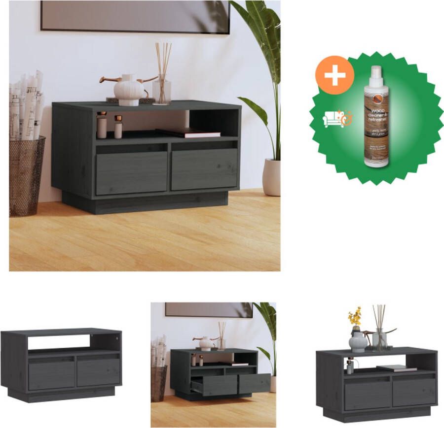 VidaXL Televisiemeubel Grenenhout 60 x 35 x 37 cm Zweefpoten Kast Inclusief Houtreiniger en verfrisser