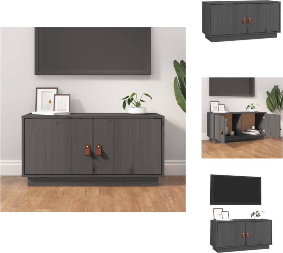 VidaXL Tv-kast Tv-kasten Tv-meubel Hifi-meubel Tv-meubel 80x34x40 cm massief grenenhout grijs