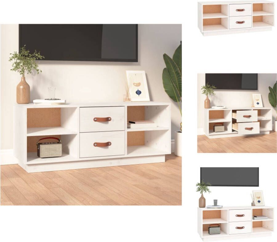 VidaXL Tv-kast Tv-kasten Tv-meubel Hifi-meubel Tv-meubel 100x34x40 cm massief grenenhout wit