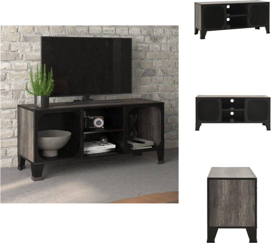 VidaXL Tv-meubel Tv-meubelen Tv-meubels Tv-meubilair Tv-meubel 105x36x47 cm metaal en MDF grijs - Foto 2
