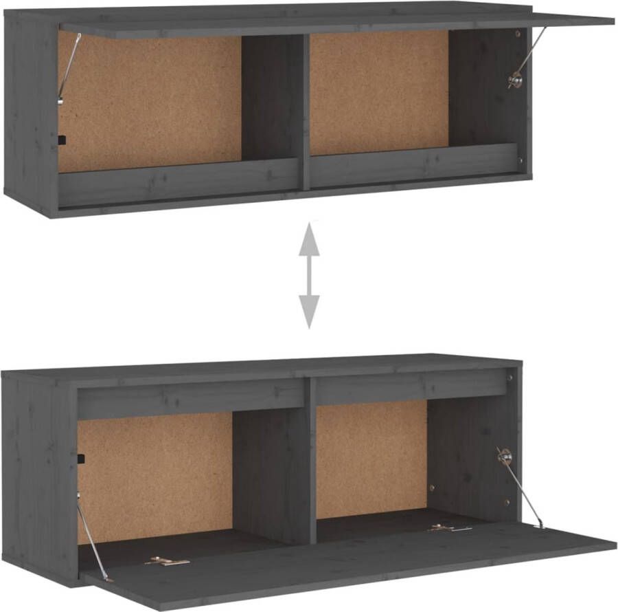 VidaXL Televisiemeubel Grijs Massief grenenhout 60 x 30 x 35 cm Montage vereist Kast