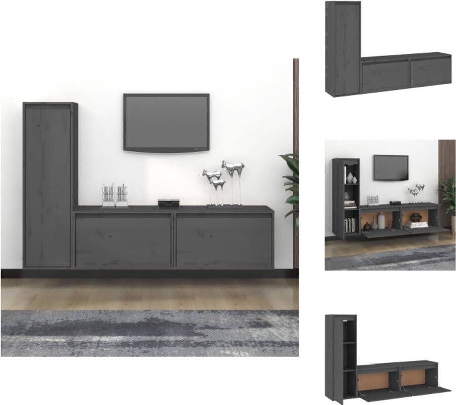 VidaXL Televisiemeubel Hangkast 60 x 30 x 35 cm 30 x 30 x 100 cm Grijs Massief Grenenhout Kast