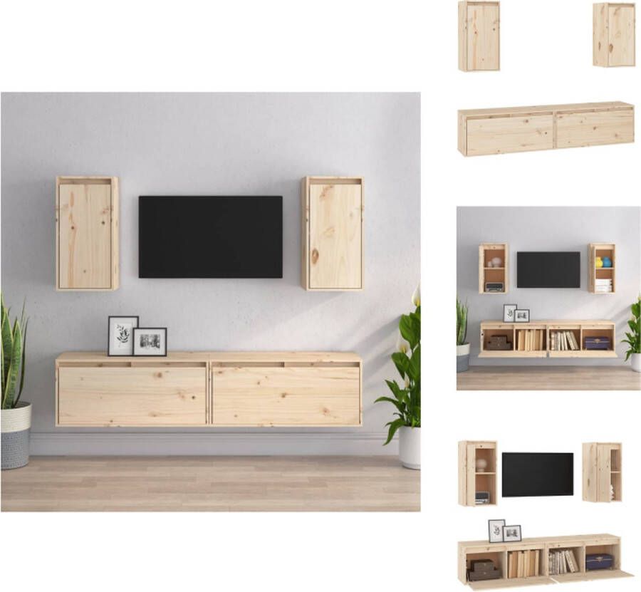 VidaXL Televisiemeubel Hangkasten 80 x 30 x 35 cm 30 x 30 x 60 cm Massief grenenhout Kast - Foto 2