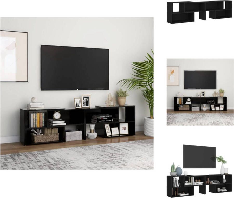 VidaXL Tv-meubel Tv-meubels Tv-kast Tv-kasten Tv-meubel 149x30x52 cm bewerkt hout zwart - Foto 2