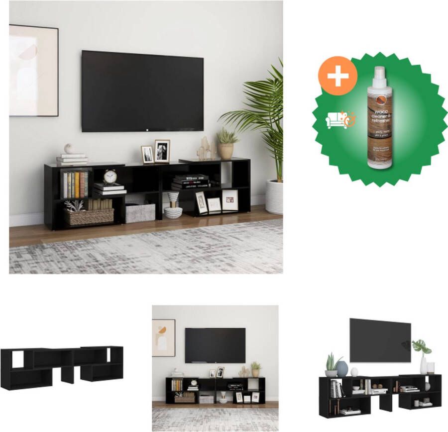 VidaXL Televisiemeubel Hifi zwart 149 x 30 x 52 cm uitschuifbaar Kast Inclusief Houtreiniger en verfrisser