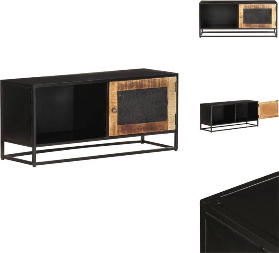 VidaXL Televisiemeubel Industriële Stijl 90x30x40 cm Ruw Mangohout Ijzer Geen montage Kast - Foto 2