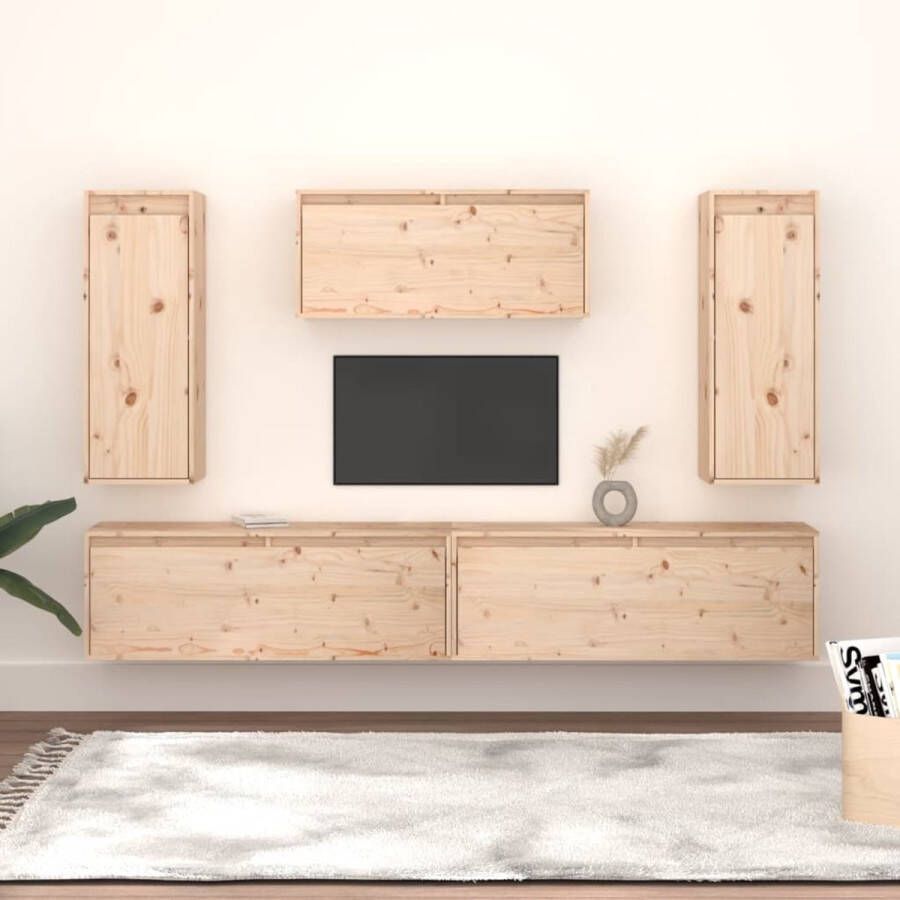 VidaXL Televisiemeubel Klassiek Design Massief Grenenhout Verschillende Maten Available Onbehandeld Hout Kast - Foto 2