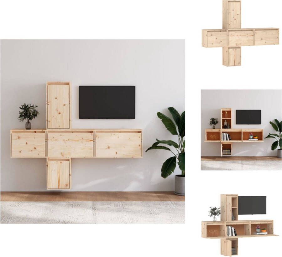 VidaXL Televisiemeubel Klassiek Design Massief Grenenhout Verschillende Maten Available Onbehandeld Hout Kast - Foto 2