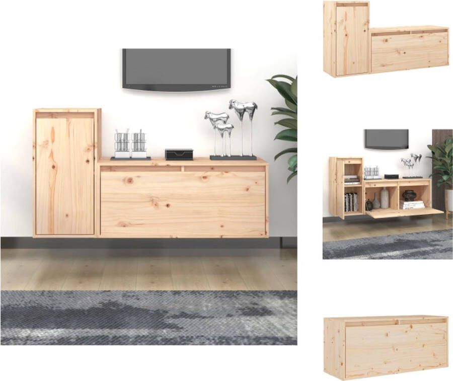 VidaXL Televisiemeubel Klassiek Materiaal- Massief grenenhout 100 x 30 x 35 cm Kleur- Hout Montage vereist Kast - Foto 4