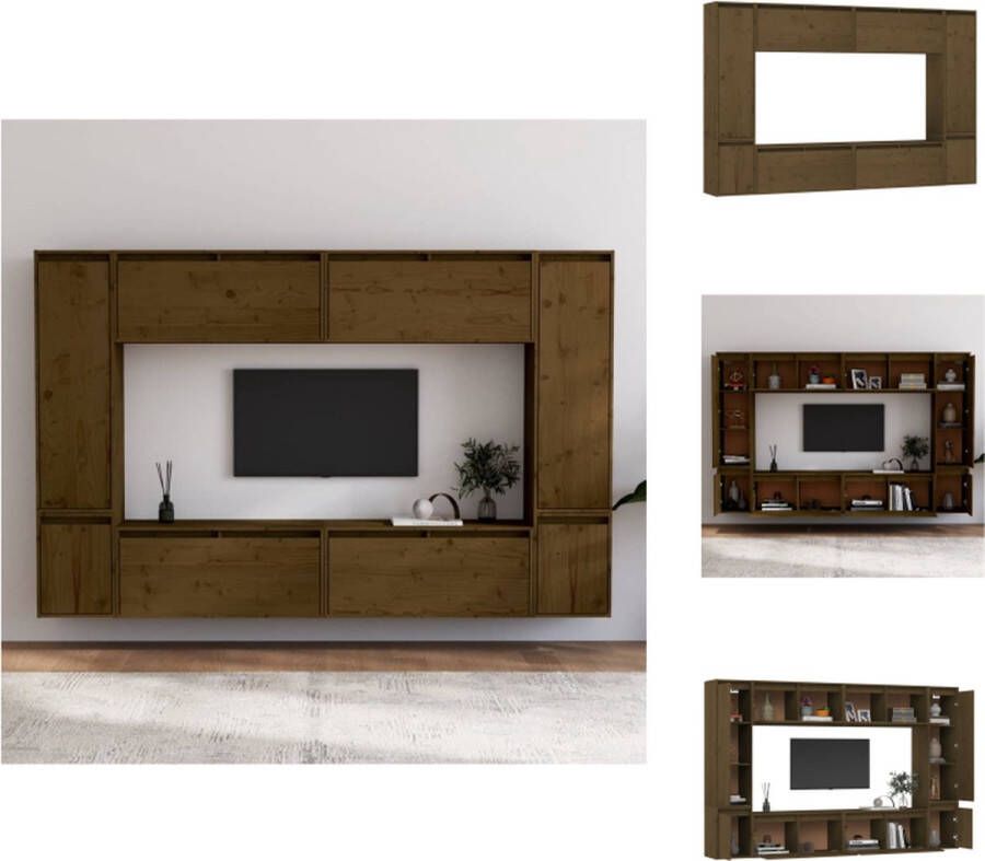 VidaXL Televisiemeubel Klassiek Massief grenenhout Honingbruin 80 x 30 x 35 cm Montage vereist Kast