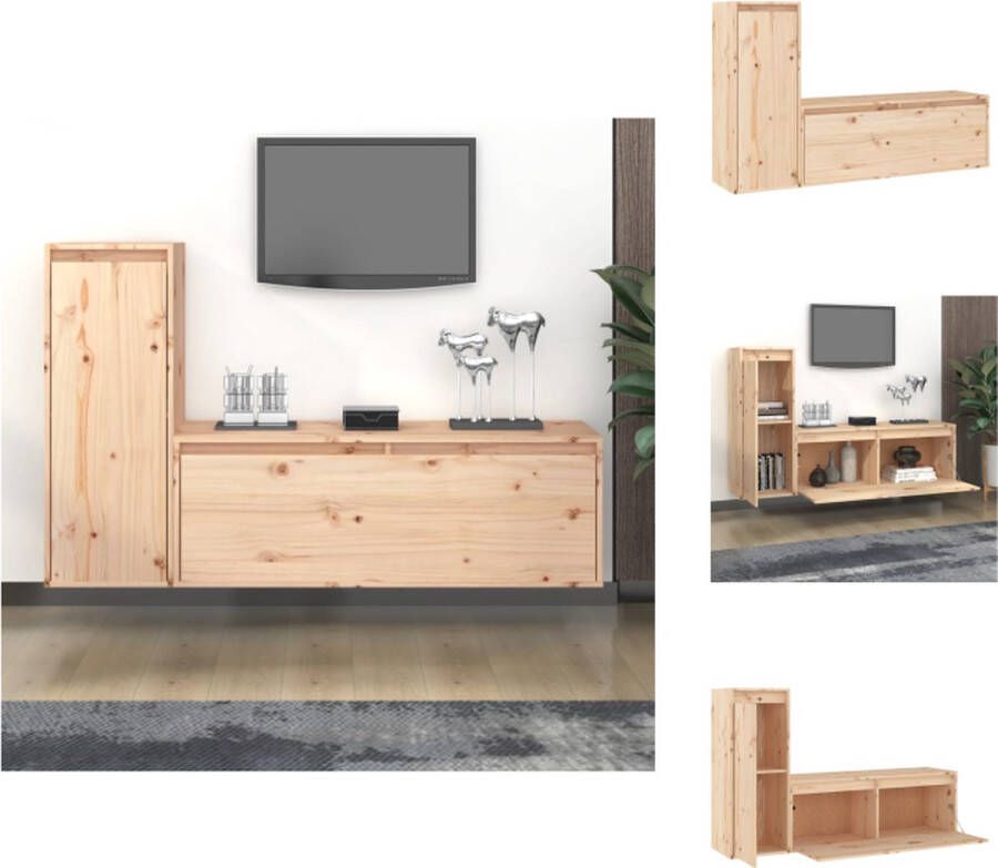 vidaXL Televisiemeubel Klassiek Materiaal- Massief grenenhout 100 x 30 x 35 cm Kleur- Hout Montage vereist Kast
