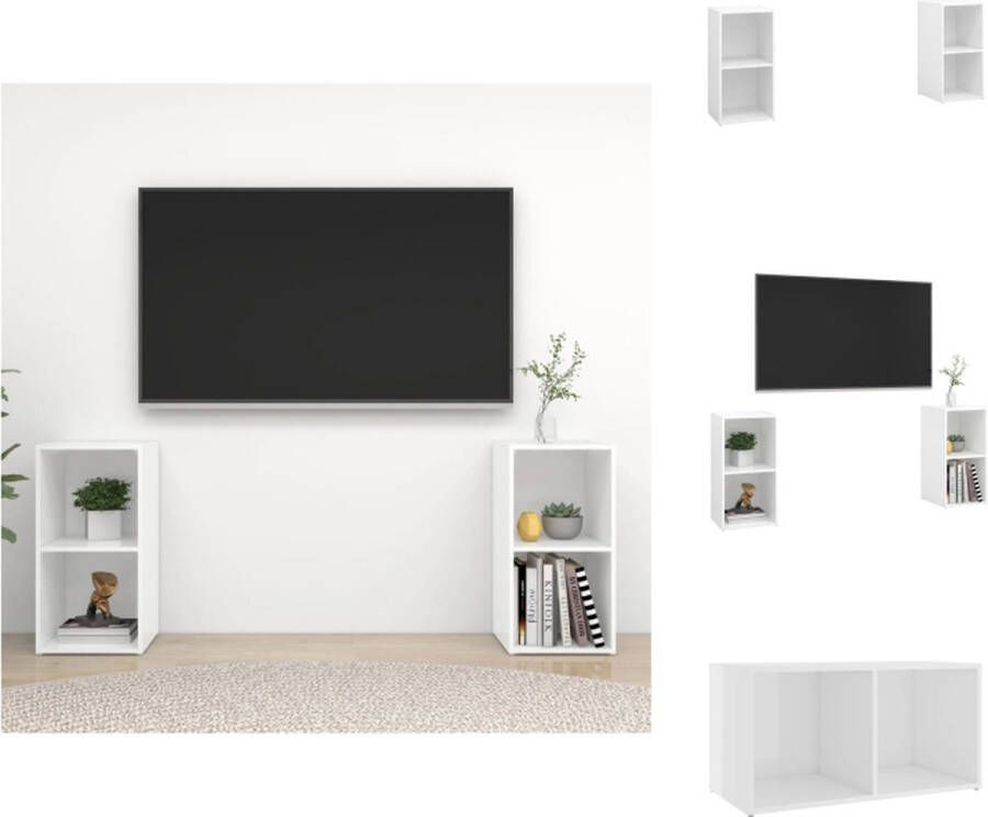 VidaXL Televisiemeubel Klassieke tv-kast Hoogglans wit 72 x 35 x 36.5 cm Kast