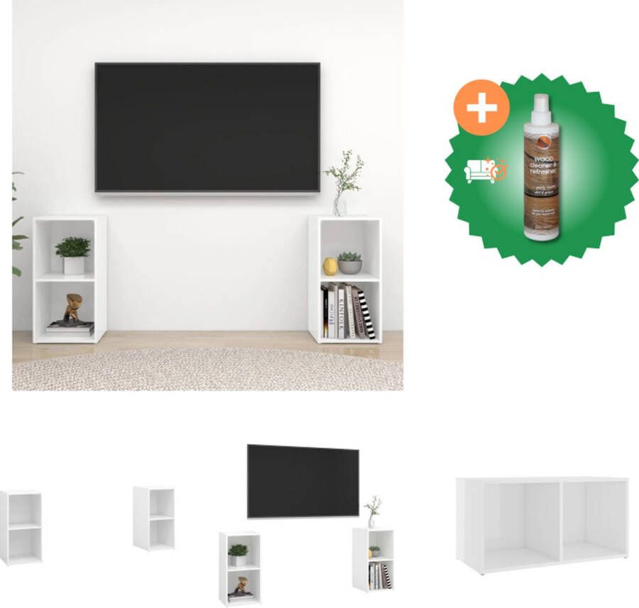 VidaXL Televisiemeubel Klassieke tv-kast Hoogglans wit 72 x 35 x 36.5 cm Kast Inclusief Houtreiniger en verfrisser - Foto 2