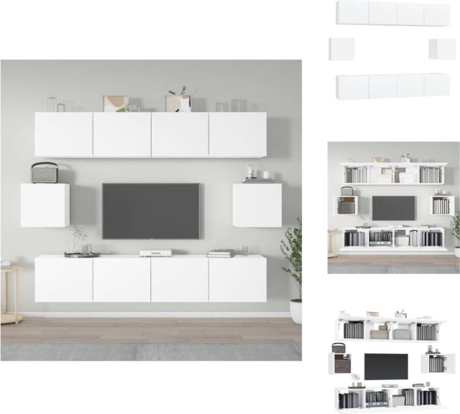 VidaXL Televisiemeubel Klassieke tv-kastenset Wit 6 stuks 80 x 30 x 30 cm 30.5 x 30 x 30 cm Bewerkt hout Kast - Foto 2