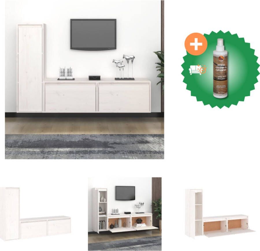 VidaXL Klassieke televisiekast Hangkasten Massief grenenhout Trendy design Eenvoudig schoon te maken Wit Montage vereist Kast Inclusief Houtreiniger en verfrisser - Foto 5