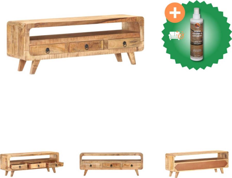 VidaXL televisiemeubel Mangohout TV-kast 117 x 30 x 41 cm Massief ruw Unieke kleuren Kast Inclusief Houtreiniger en verfrisser