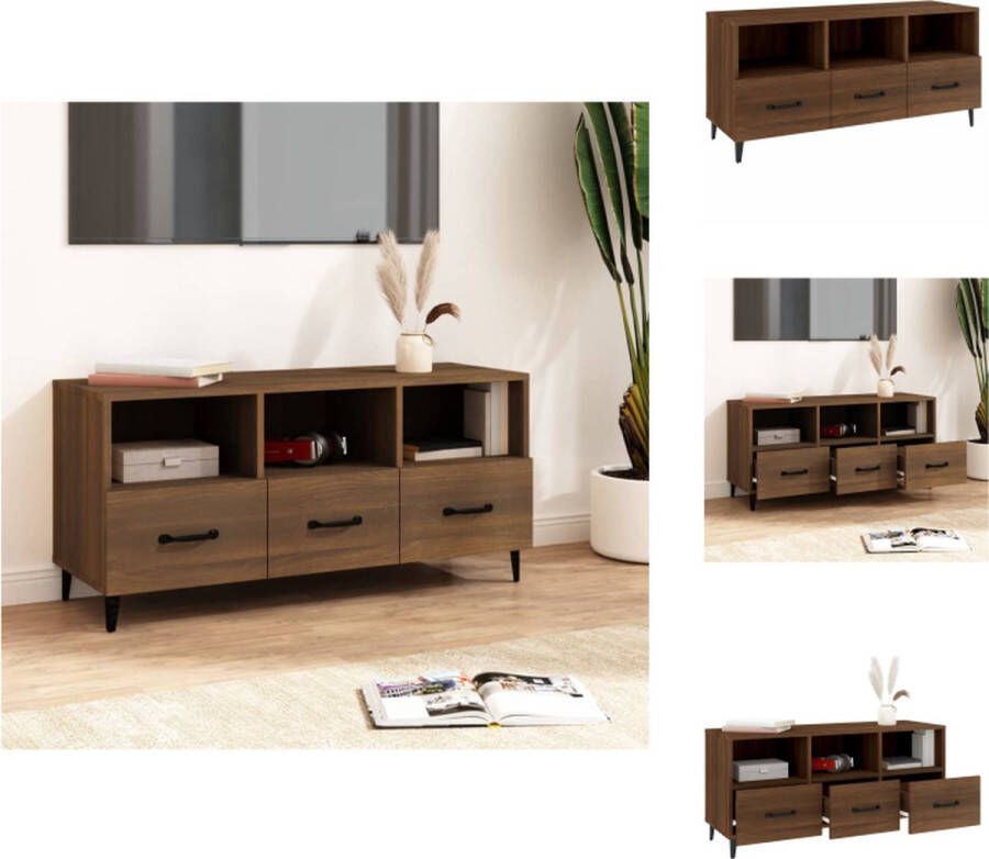 vidaXL Televisiemeubel Modern Bruineiken Bewerkt Hout 102 x 35 x 50 cm Stevig en ruimtelijk Kast