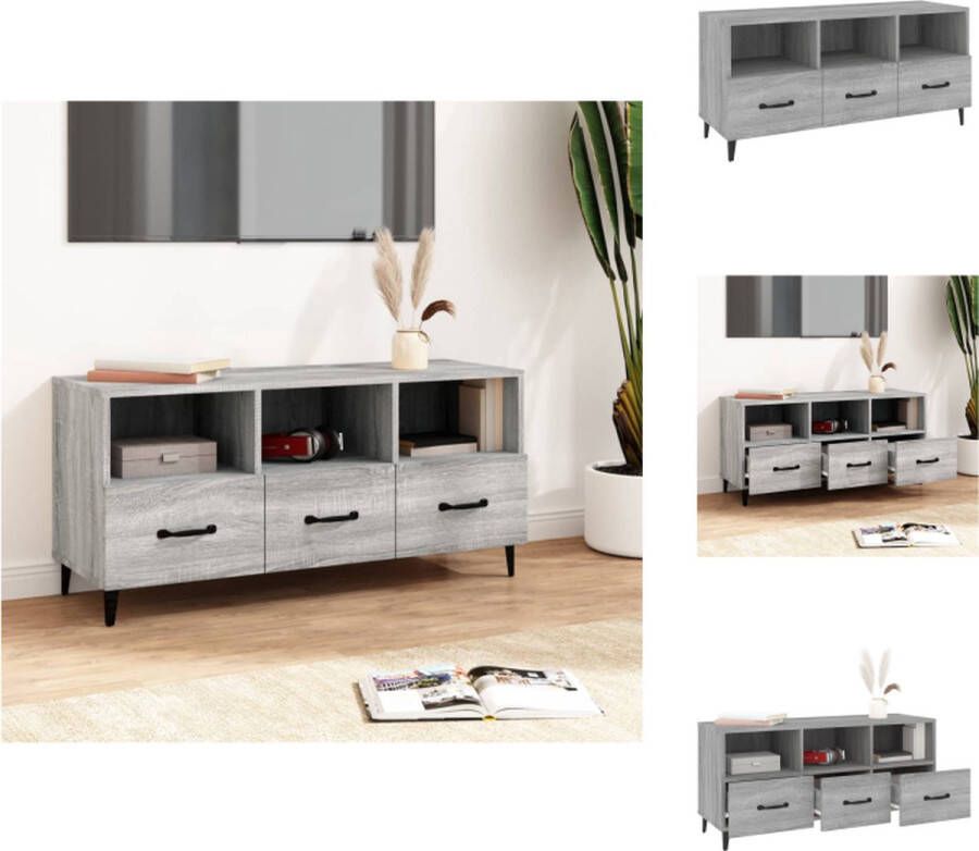 VidaXL Televisiemeubel Modern Media-kast 102 x 35 x 50 cm Grijs Sonoma Eiken Kast