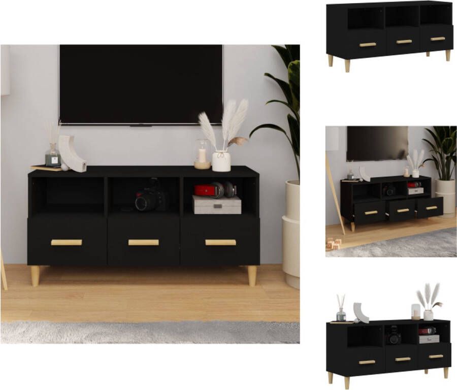 VidaXL Televisiemeubel Modern Zwart Media-opslag 102 x 36 x 50 cm Stevig vochtbestendig materiaal Kast