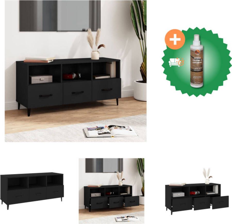 VidaXL Televisiemeubel Moderne Media-kast 102 x 35 x 50 cm zwart Kast Inclusief Houtreiniger en verfrisser