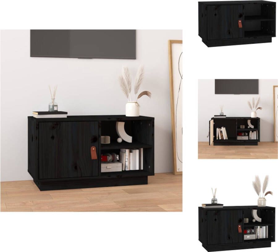 VidaXL Televisiemeubel s Massief Grenenhout 70x34x40cm Zwart Kast