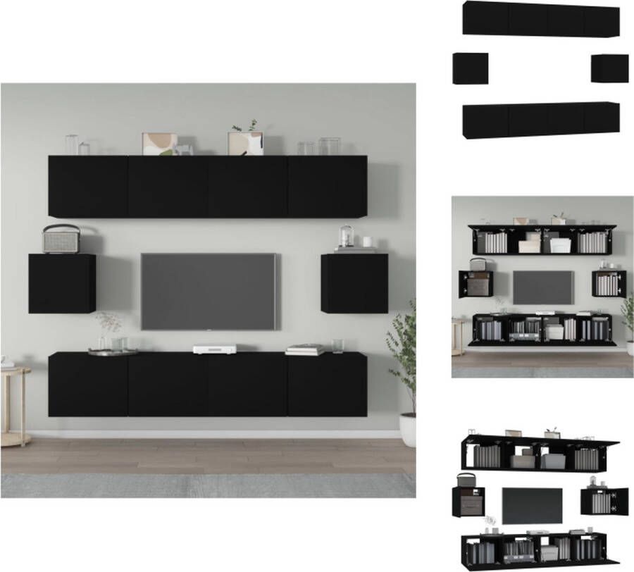 vidaXL Televisiemeubel Set 80 x 30 x 30 cm 30.5 x 30 x 30 cm Zwart Bewerkt hout Kast