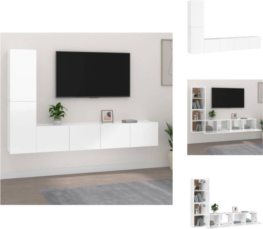 VidaXL Televisiemeubel Set 80 x 30 x 30 cm + 30.5 x 30 x 60 cm Hoogglans wit Kast