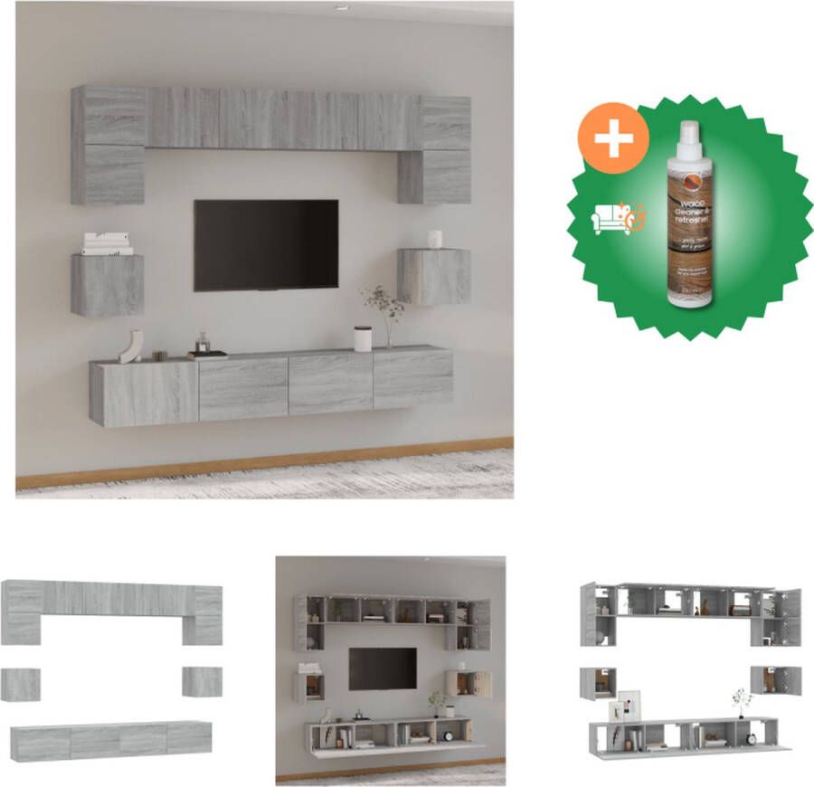 VidaXL Televisiemeubel Set Classic Grijs Sonoma Eiken Maten Bewerkt Hout Kast Inclusief Houtreiniger en verfrisser
