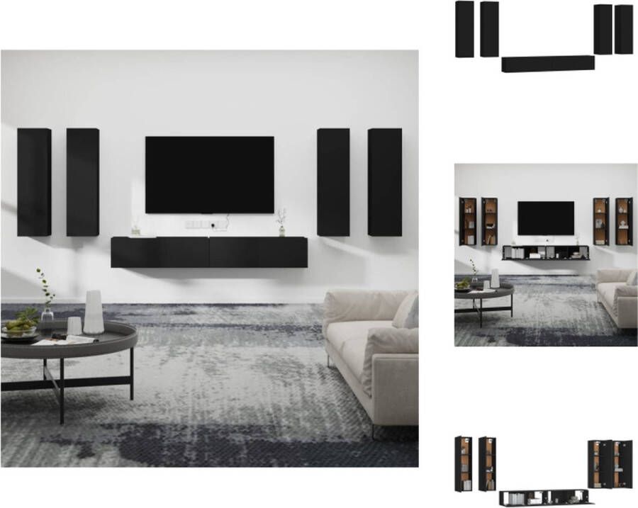 VidaXL Televisiemeubel Set Classic TV-meubel 100 x 30 x 30 cm 30.5 x 30 x 110 cm Zwart Kast