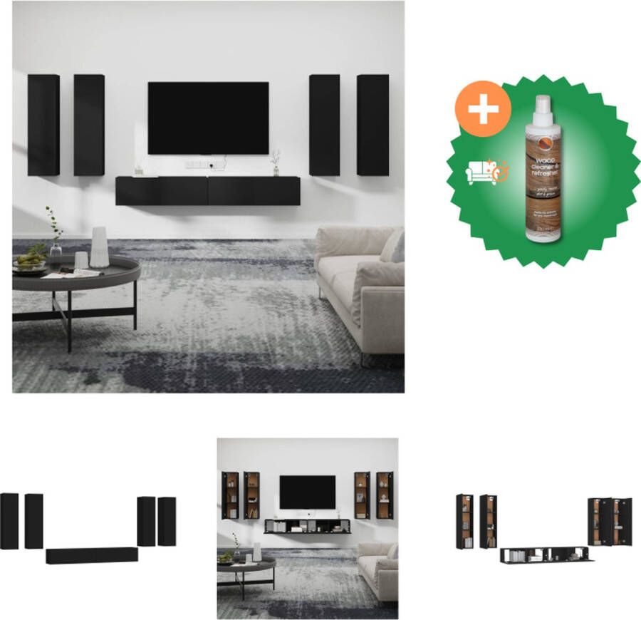 VidaXL Televisiemeubel Set Classic TV-meubel 100 x 30 x 30 cm 30.5 x 30 x 110 cm Zwart Kast Inclusief Houtreiniger en verfrisser