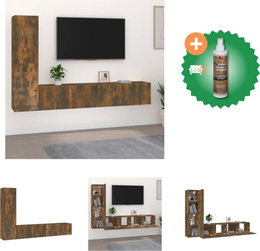 VidaXL Klassieke televisiekastenset TV-meubel 30.5x30x90 cm 30.5x30x60 cm 80x30x30 cm Gerookt eiken Kast Inclusief Houtreiniger en verfrisser - Foto 4