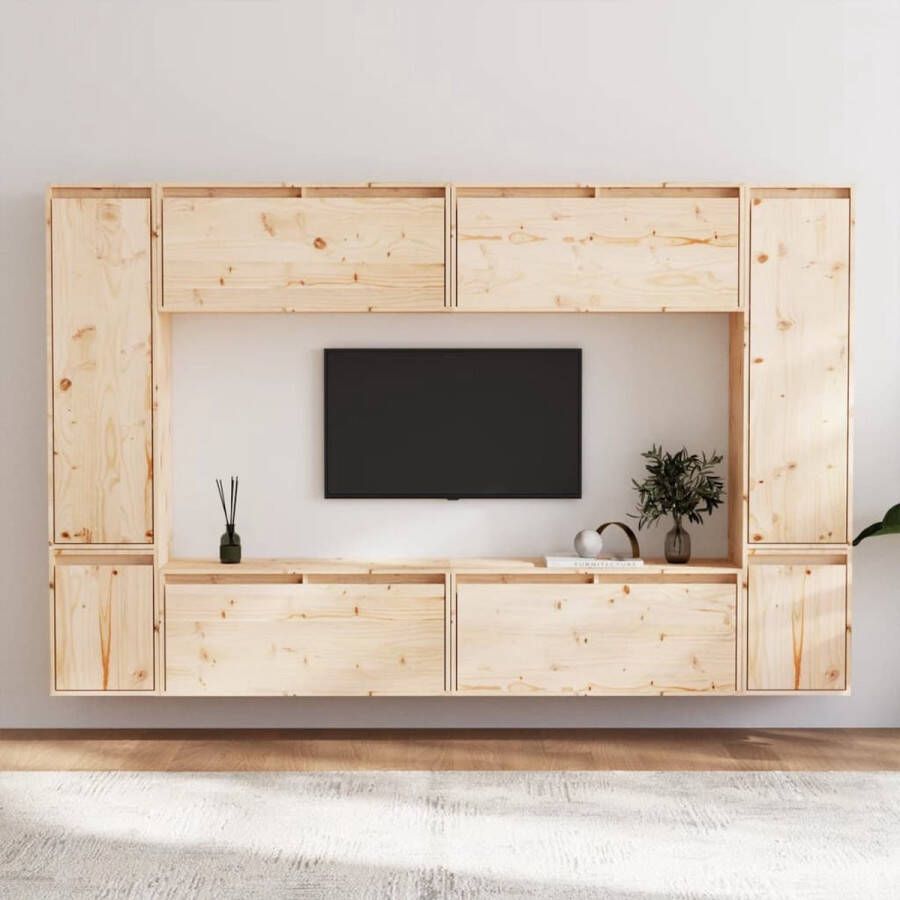 VidaXL Televisiemeubel Set Grenenhout 80x30x35 cm 30x30x40 cm 30x30x100 cm Kast