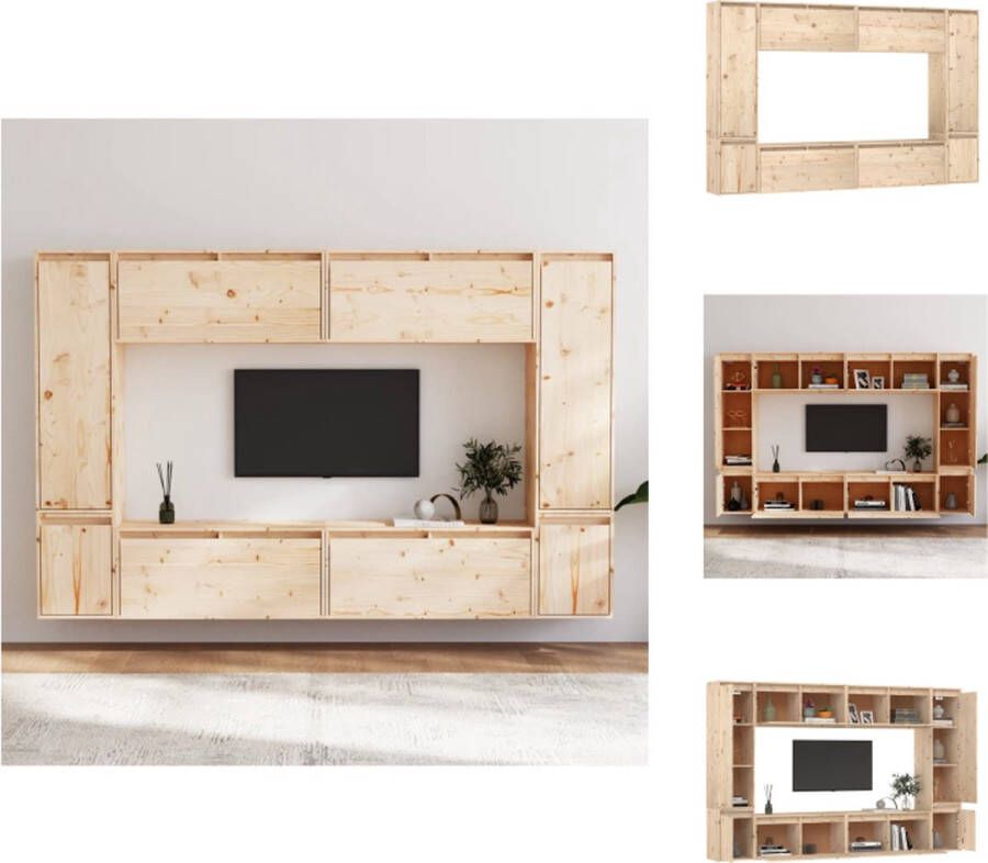 vidaXL Televisiemeubel Set Grenenhout 80x30x35 cm 30x30x40 cm 30x30x100 cm Kast