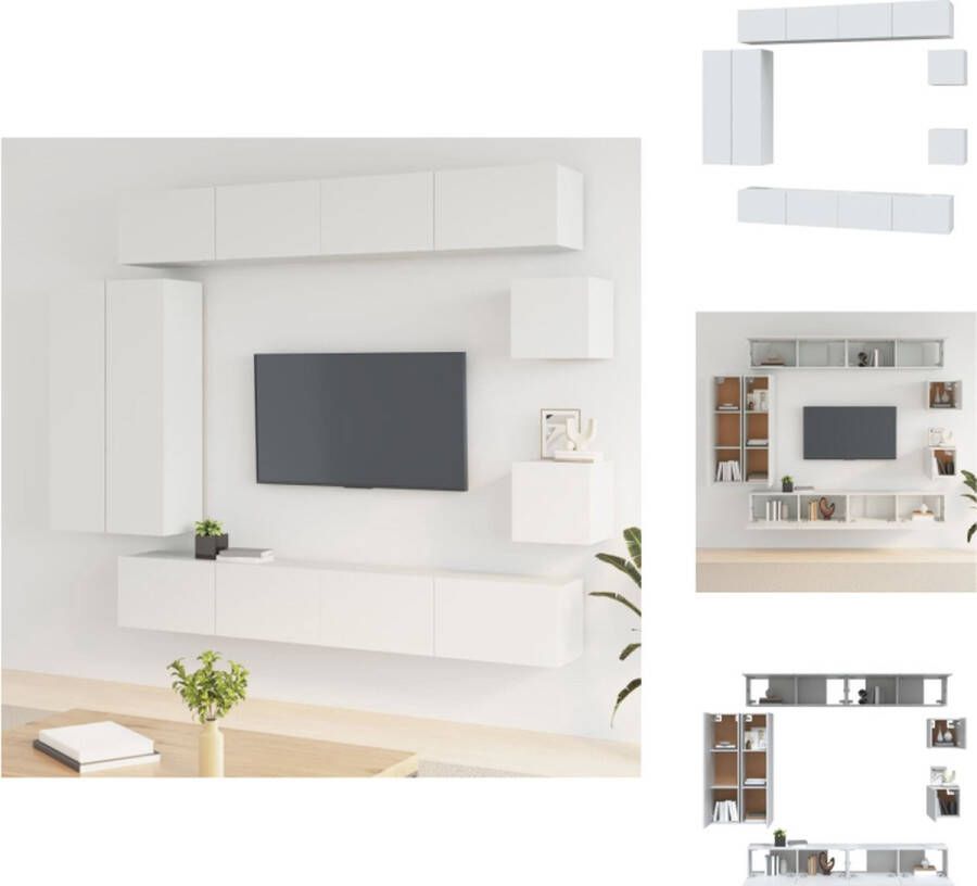 VidaXL Televisiemeubel Set Klassiek design Wandgemonteerd Hoge kwaliteit Wit Kast