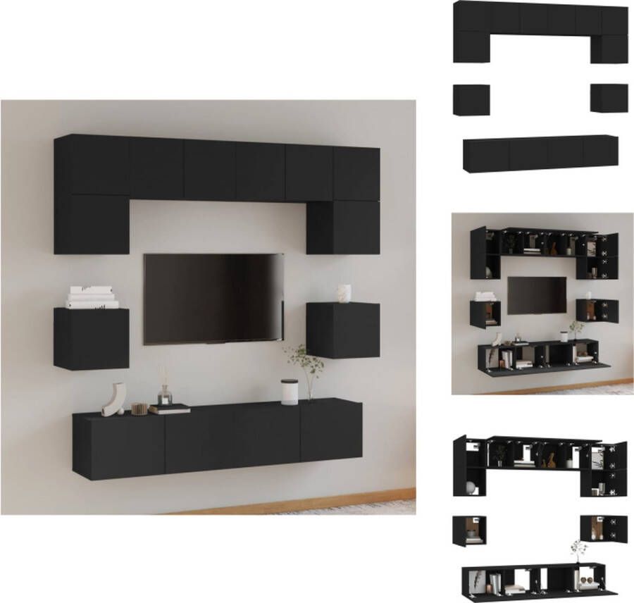 VidaXL Televisiemeubel Set Klassiek TV-meubels 60x30x30 cm 80x30x30 cm 30.5x30x30 cm Zwart bewerkt hout Kast - Foto 1