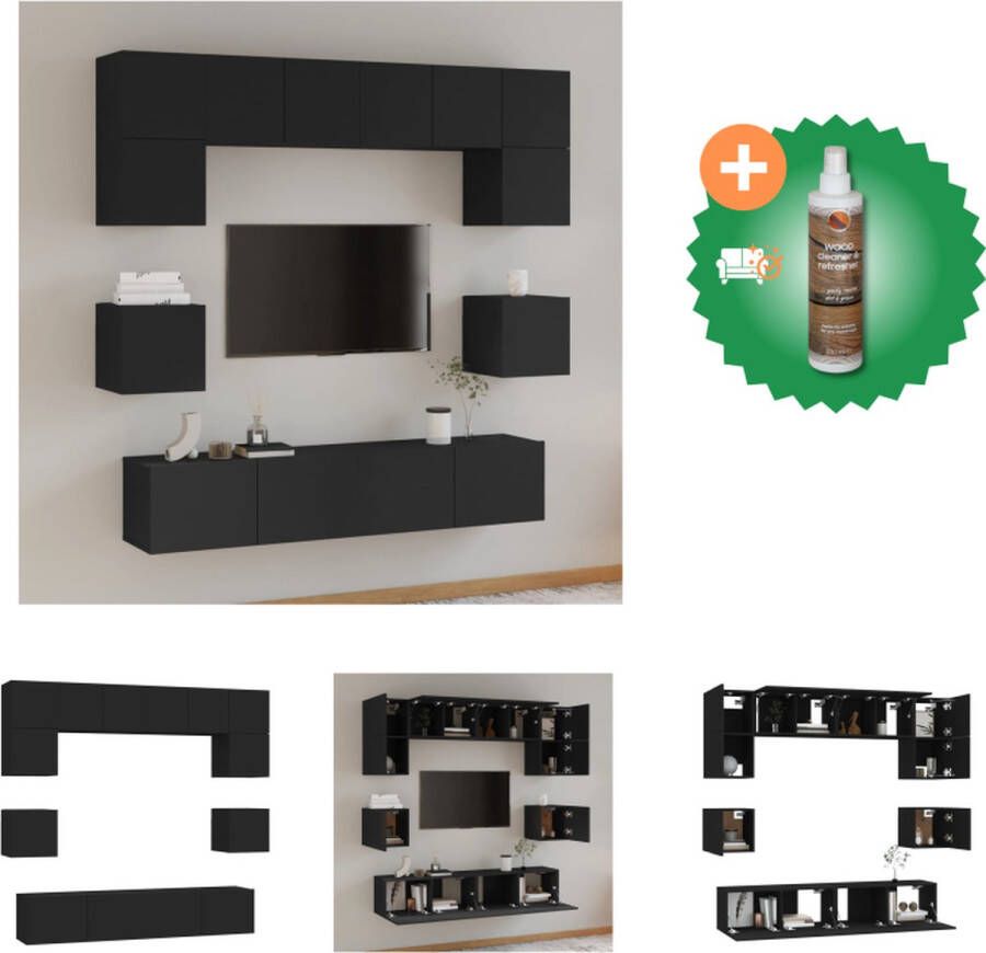 VidaXL Televisiemeubel Set Klassiek TV-meubels 60x30x30 cm 80x30x30 cm 30.5x30x30 cm Zwart bewerkt hout Kast Inclusief Houtreiniger en verfrisser