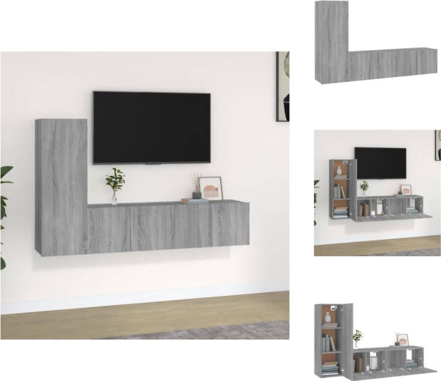 VidaXL Televisiemeubel Set Klassiek TV-Meubels 60x30x30cm 30.5x30x90cm Kleur- Grijs Sonoma Eiken Kast