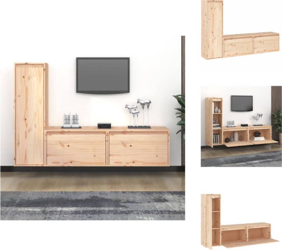 VidaXL Televisiemeubel Set Massief Grenenhout 60 x 30 x 35 cm 30 x 30 x 100 cm Montage Vereist Kast