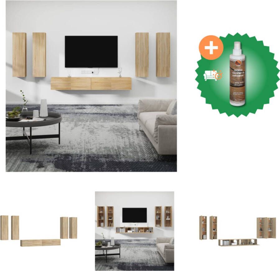 VidaXL TV-meubelset Klassiek Sonoma Eiken Wandgemonteerd 3x 60x30x30cm 1x 30.5x30x60cm 2x 100x30x30cm Kast Inclusief Houtreiniger en verfrisser - Foto 3