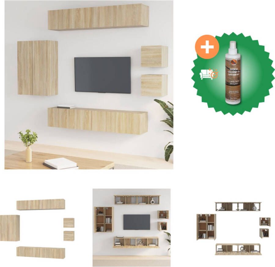 VidaXL Klassieke Televisiekastenset 4x 100x30x30cm 2x 30.5x30x110cm 2x 30.5x30x30cm Sonoma Eiken Kast Inclusief Houtreiniger en verfrisser