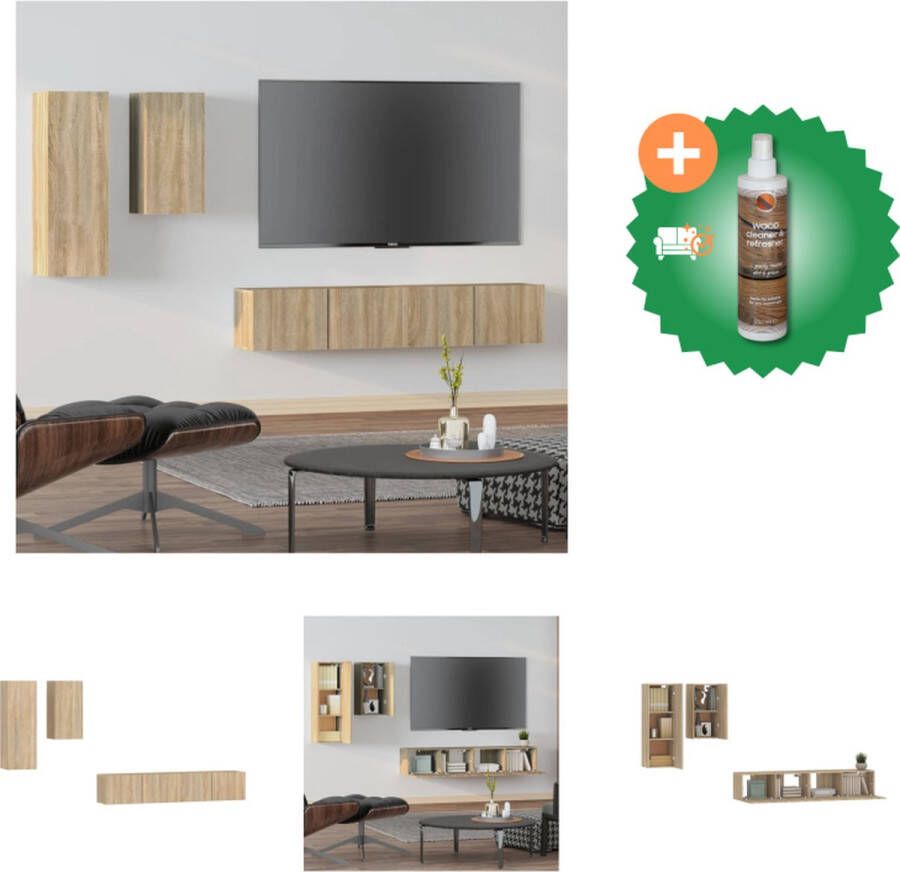 VidaXL TV-meubelset Sonoma Eiken 30.5x30x30 80x30x30cm Duurzaam hout Praktische opbergruimte Wandmontage Kast Inclusief Houtreiniger en verfrisser