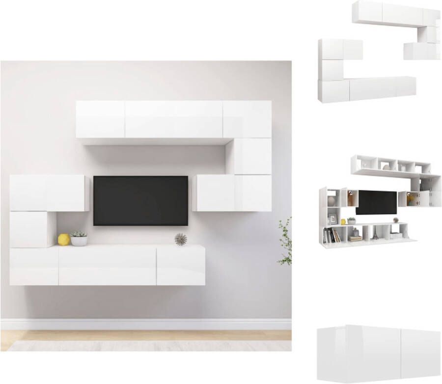 VidaXL Televisiemeubel Set Spaanplaat 80x30x30 cm 60x30x30 cm 30.5x30x30 cm Hoogglans Wit Kast