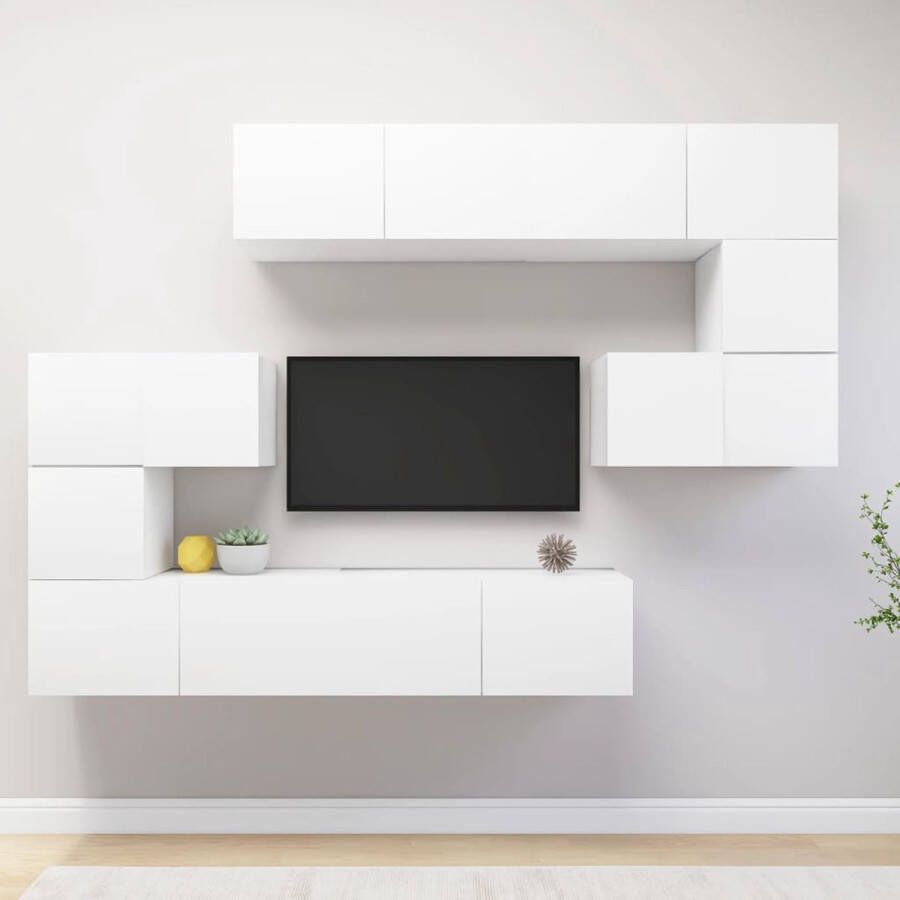 VidaXL Televisiemeubel set wit spaanplaat Montage vereist 80 x 30 x 30 cm 60 x 30 x 30 cm 30.5 x 30 x 30 cm Kast