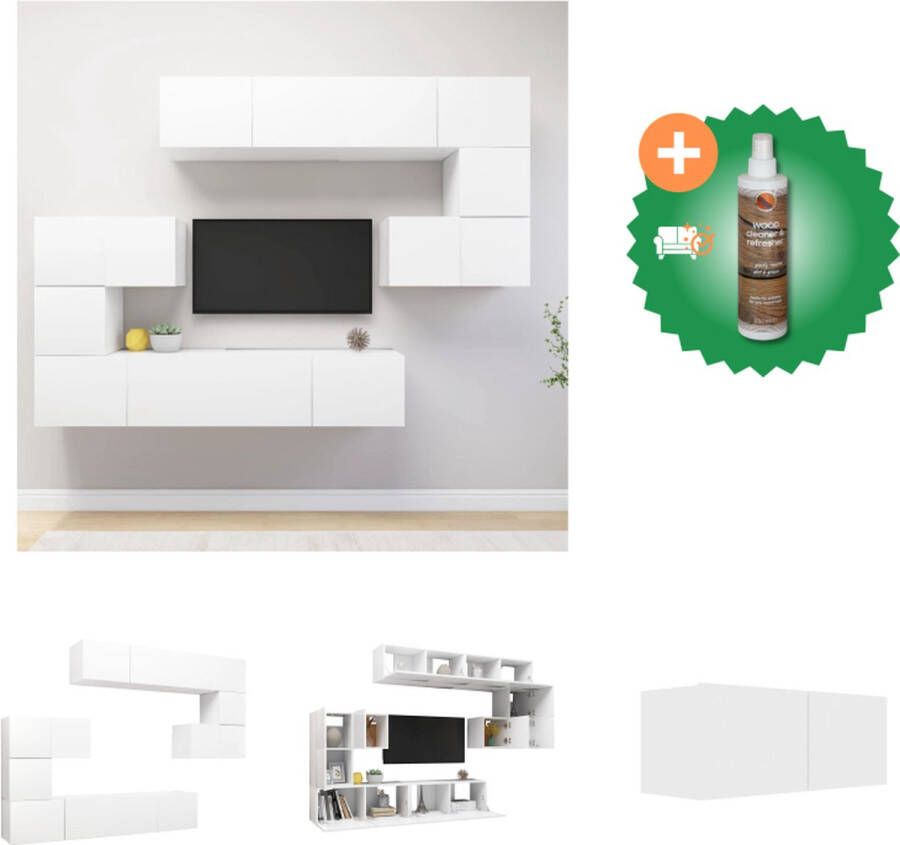 VidaXL Televisiemeubel set wit spaanplaat Montage vereist 80 x 30 x 30 cm 60 x 30 x 30 cm 30.5 x 30 x 30 cm Kast Inclusief Houtreiniger en verfrisser
