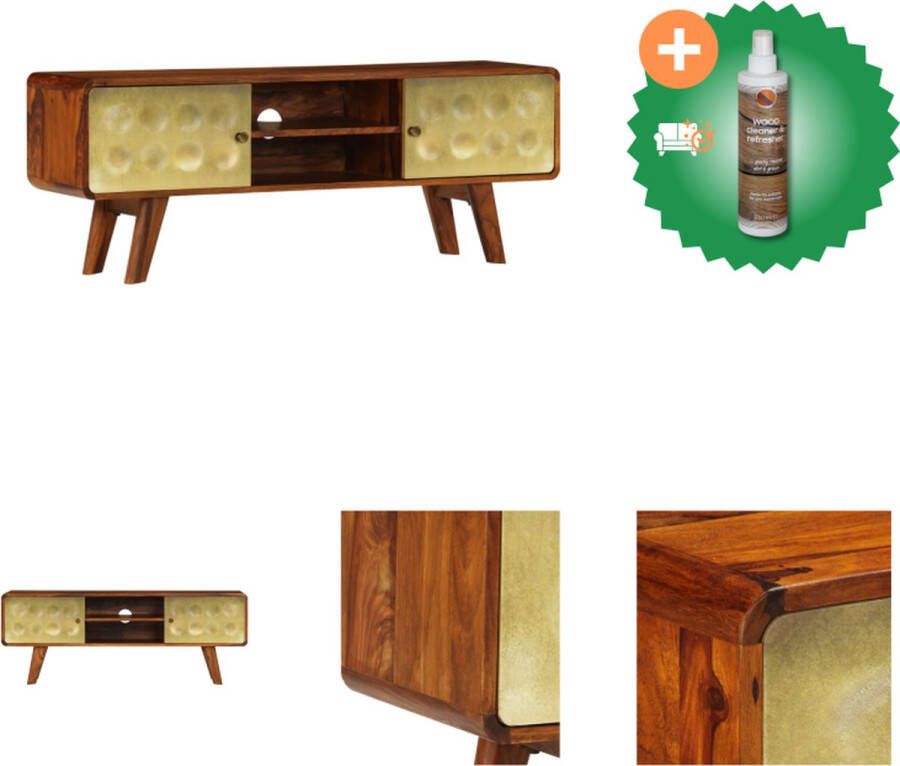VidaXL Televisiemeubel Sheeshamhout Retro 120 x 30 x 45 cm Goudprint Kast Inclusief Houtreiniger en verfrisser