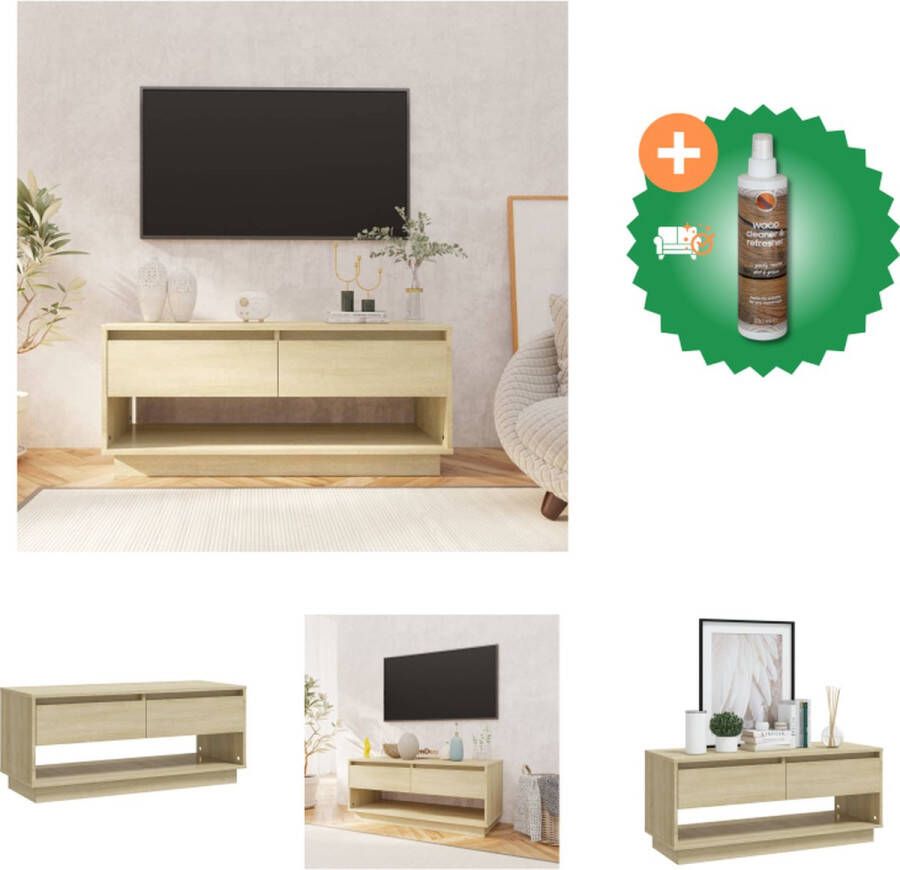 VidaXL Televisiemeubel Sonoma Eiken 102 x 41 x 44 cm Stabiele constructie Kast Inclusief Houtreiniger en verfrisser